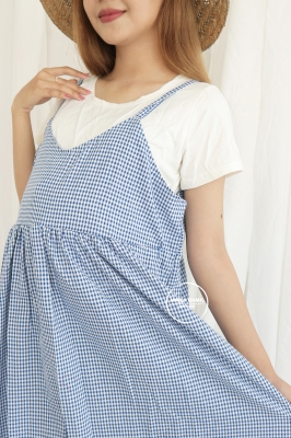 Diana Dress Overall Baju Hamil Menyusui 2in1 Set Inner - DRO 1013 Biru